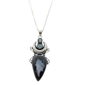 925 Silver Plated-Owhyee Blue Opal Blue Topaz Necklace